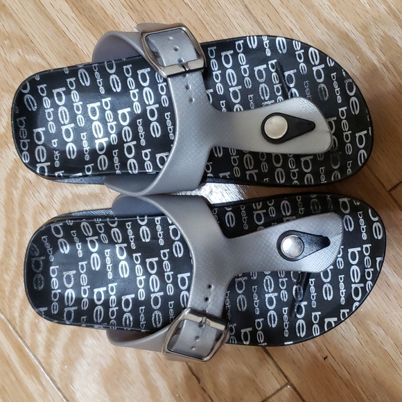 thong sandals flexible sole bebe girls silver sz S - Picture 8 of 8